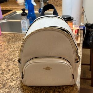 Coach Pebbled Leather Mini Backpack — Cream with Gold Hardware